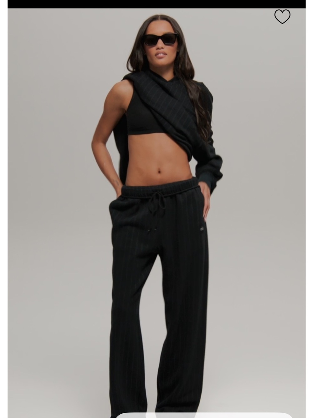 Alo Black Pinstripe Wide-Leg sweatpants Lounge Pants